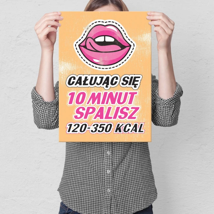 Plakat metalowy Całowanie i kalorie