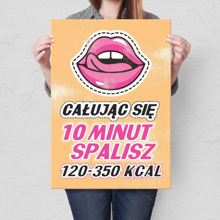 Plakat metalowy Całowanie i kalorie