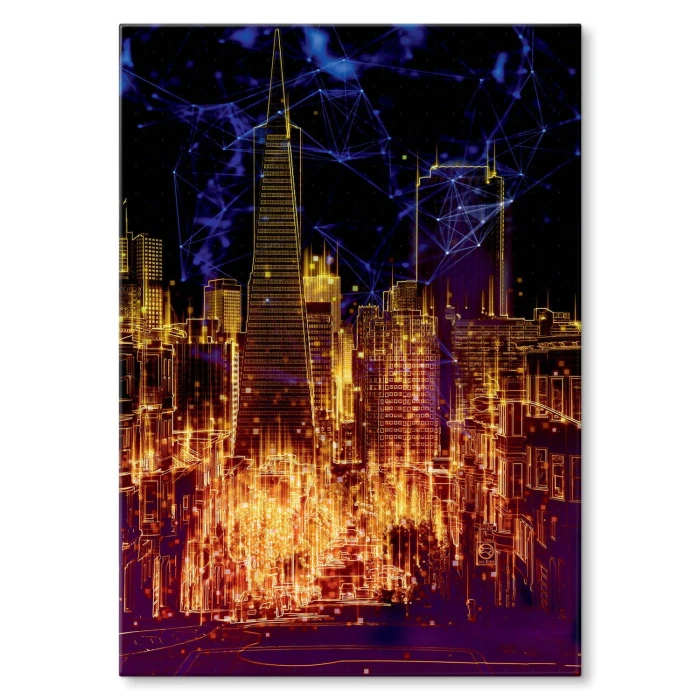 Plakat metalowy Nocne światła miasta