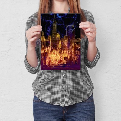 Plakat metalowy Nocne światła miasta