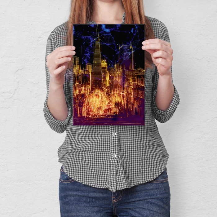 Plakat metalowy Nocne światła miasta