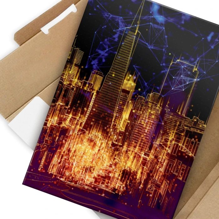 Plakat metalowy Nocne światła miasta