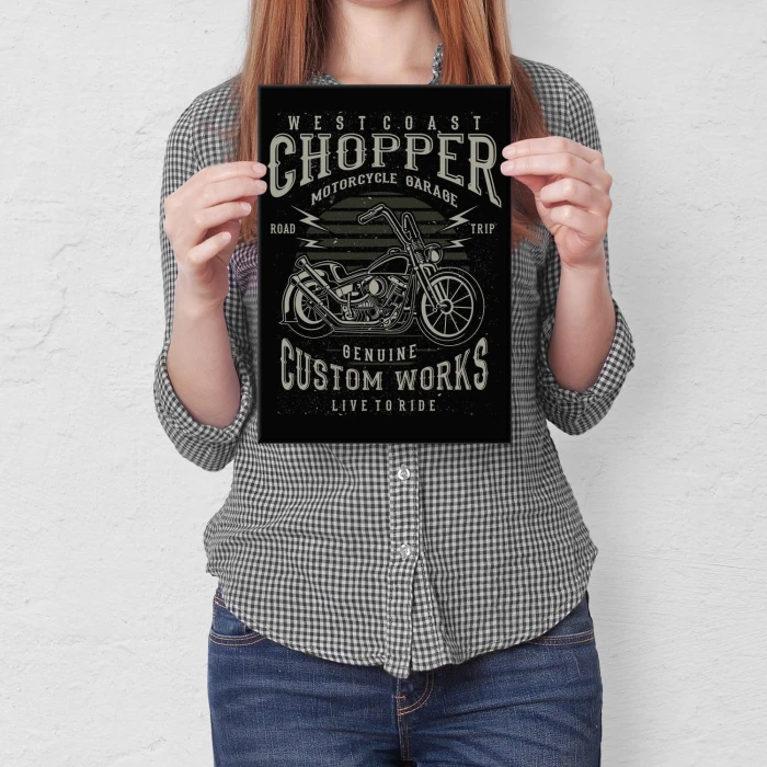 Plakat metalowy Motocykl chopper