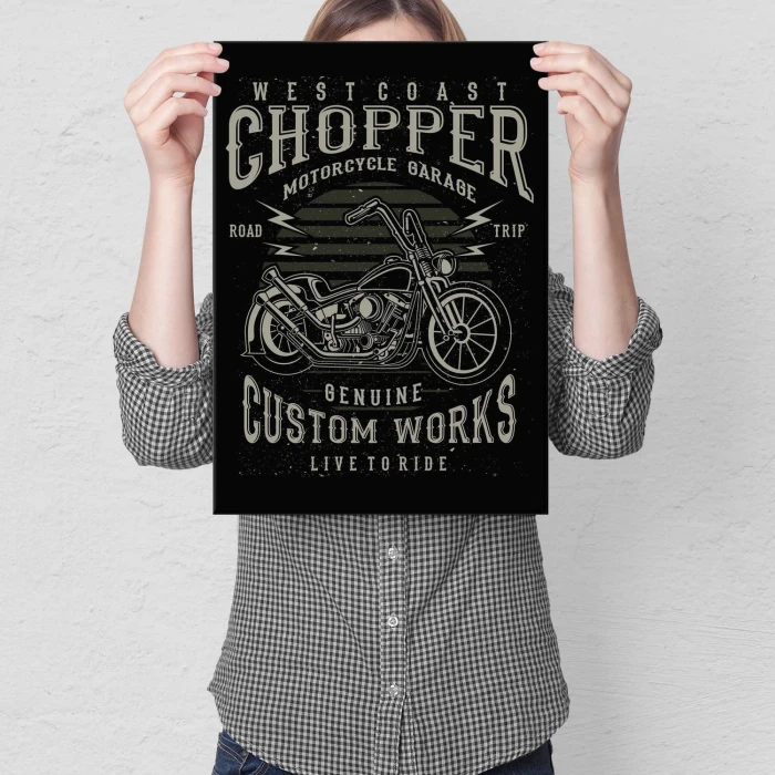 Plakat metalowy Motocykl chopper