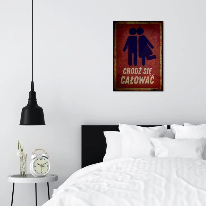 Plakat metalowy Chodź się całować