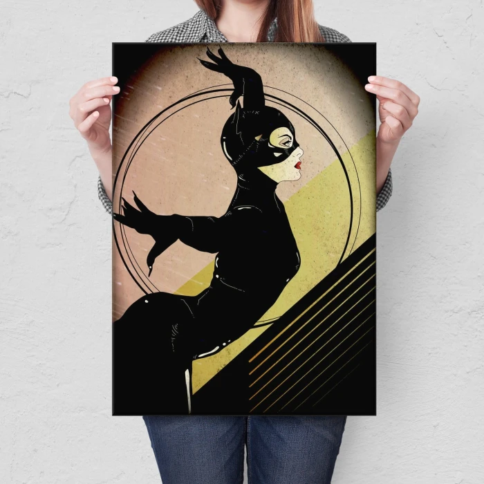 Plakat metalowy Kobieta kot
