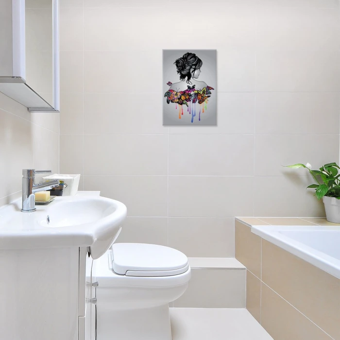 Plakat metalowy Dziewczyna w motylach