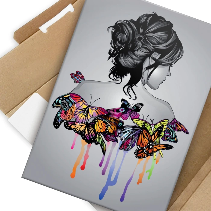 Plakat metalowy Dziewczyna w motylach