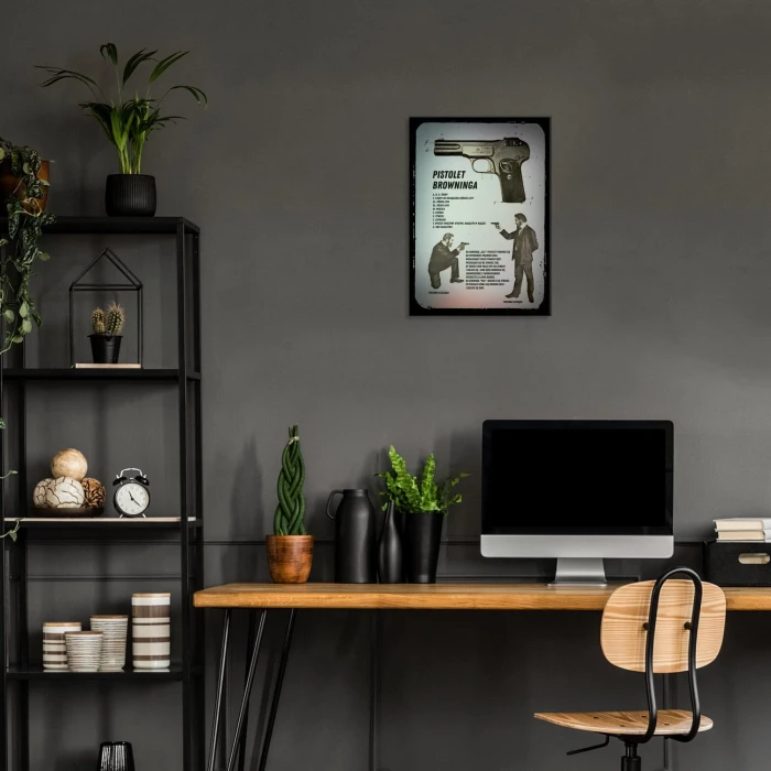 Plakat metalowy Pistolet Browninga