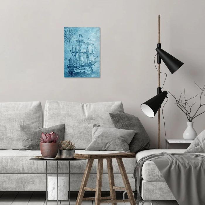 Plakat metalowy Niebieski statek