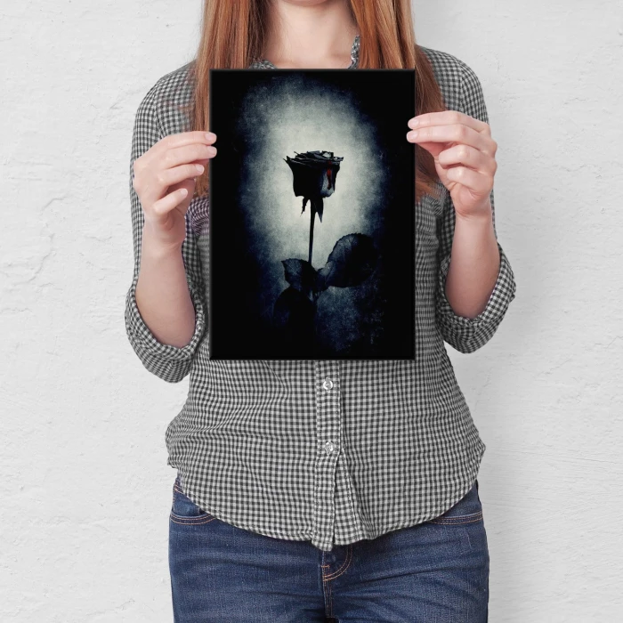 Plakat metalowy Czarna róża