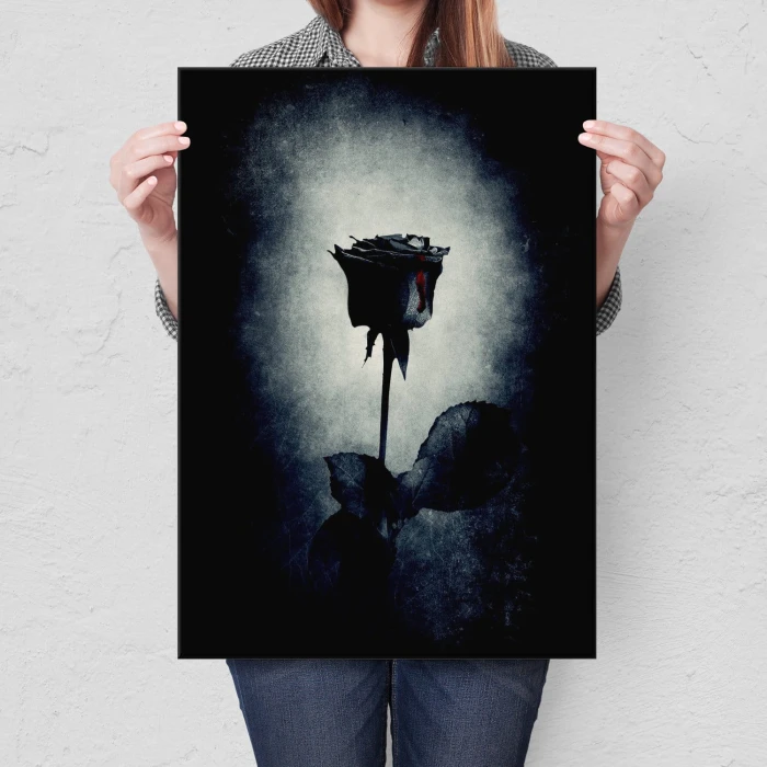 Plakat metalowy Czarna róża