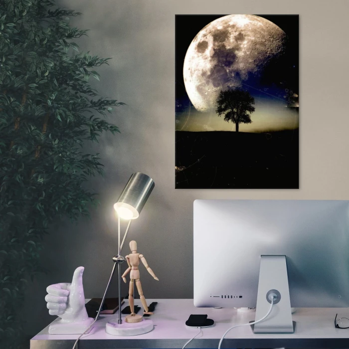 Plakat metalowy Księżyc i drzewo