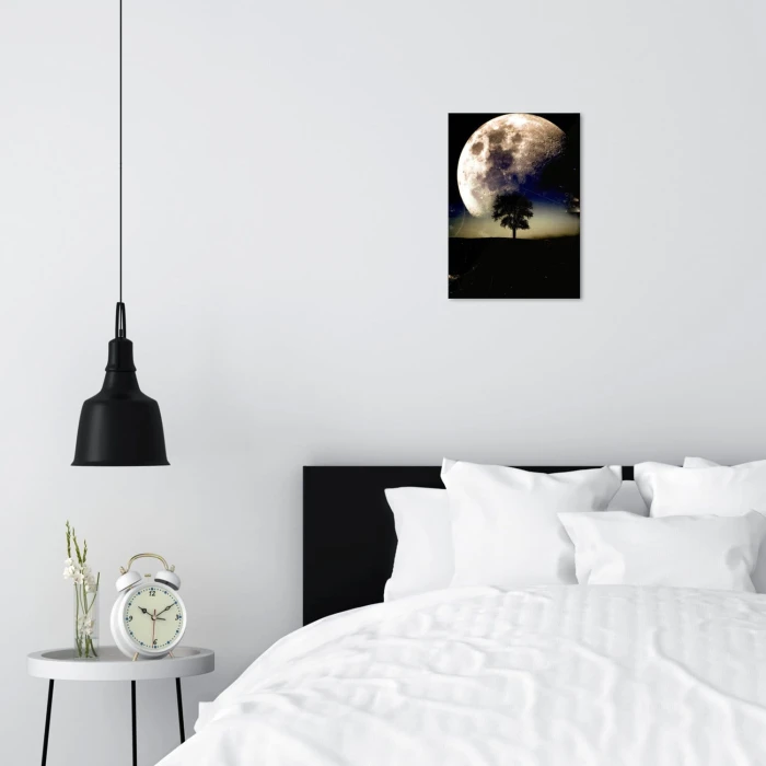 Plakat metalowy Księżyc i drzewo