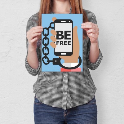 Plakat metalowy Badź wolny bez telefonu