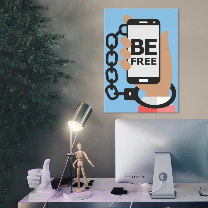 Plakat metalowy Badź wolny bez telefonu