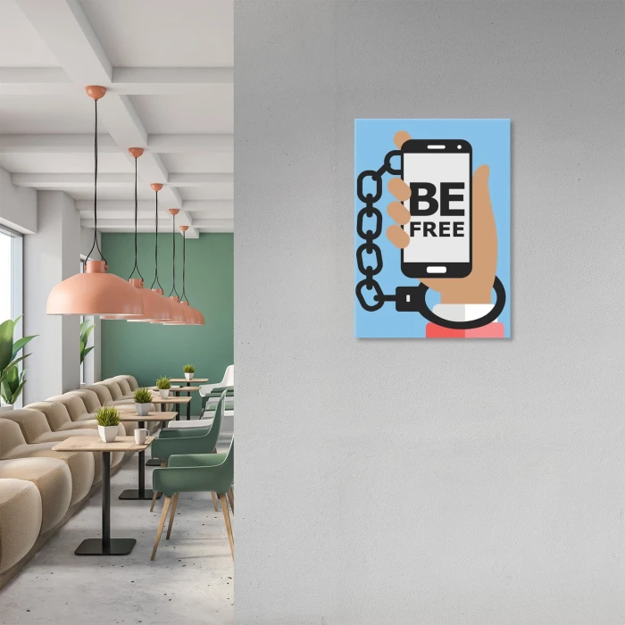 Plakat metalowy Badź wolny bez telefonu