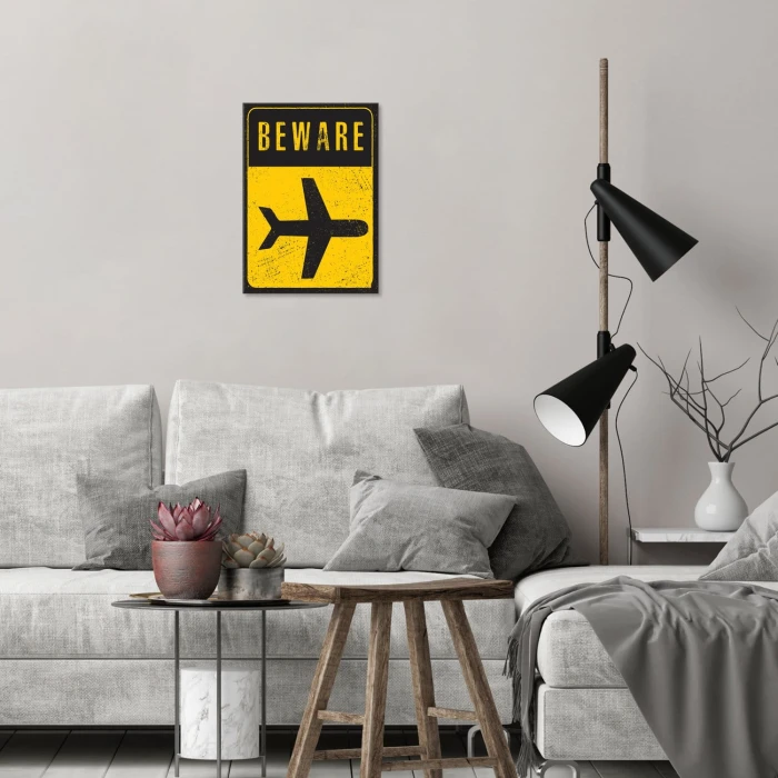 Plakat metalowy Strzeż się samolotów