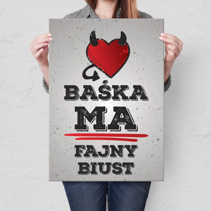 Plakat metalowy Baśka ma fajny biust
