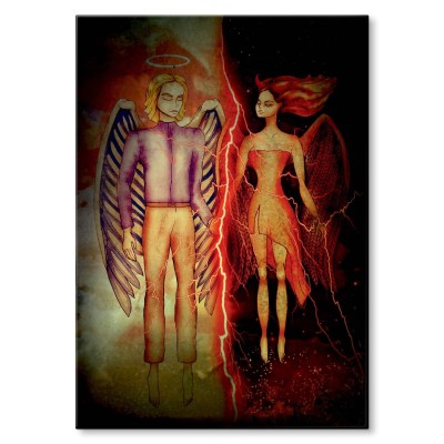 Plakat metalowy Anioł i diabeł