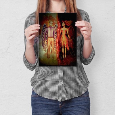 Plakat metalowy Anioł i diabeł