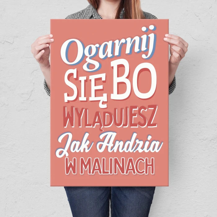 Plakat metalowy Andzia w malinach