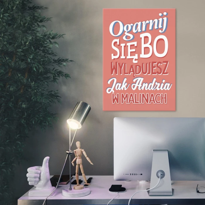 Plakat metalowy Andzia w malinach