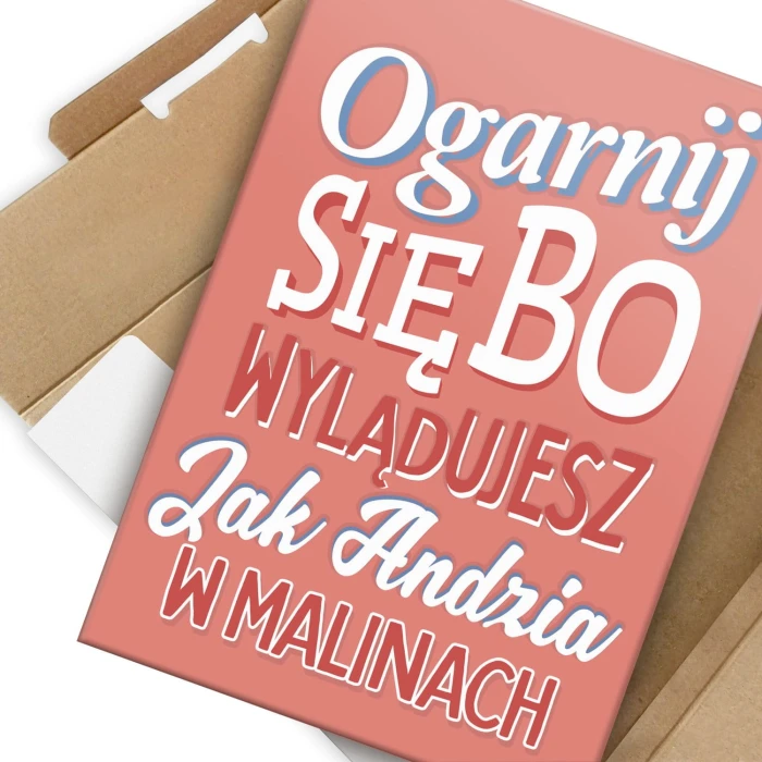 Plakat metalowy Andzia w malinach