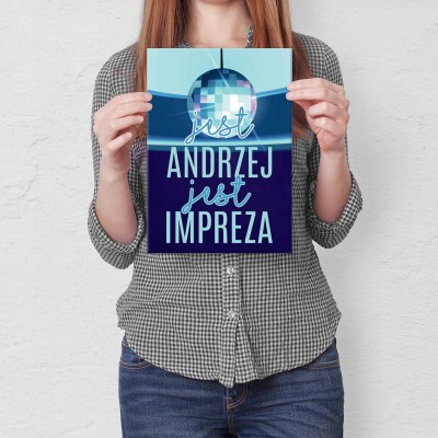 Plakat metalowy Jest Andrzej i impreza