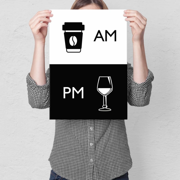 Plakat metalowy Kawa i wino