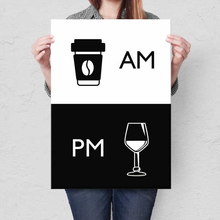 Plakat metalowy Kawa i wino