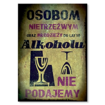Plakat metalowy Alkoholu nie podajemy