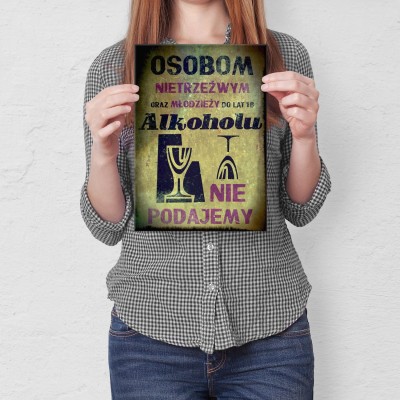 Plakat metalowy Alkoholu nie podajemy