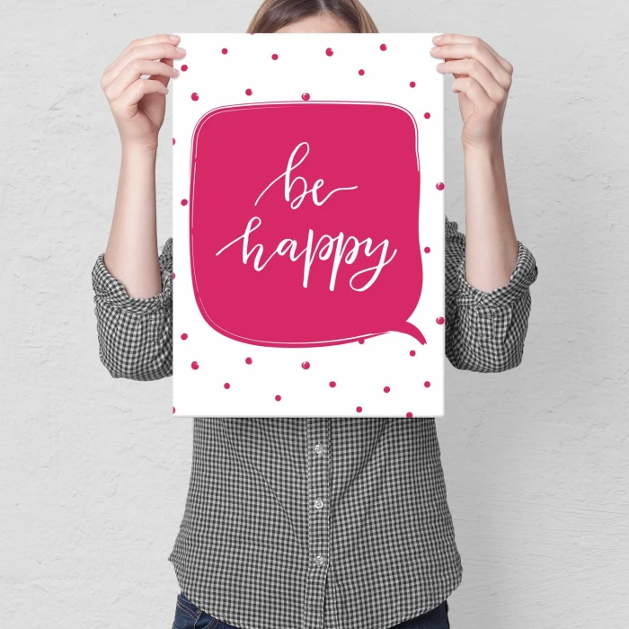 Plakat metalowy Be happy