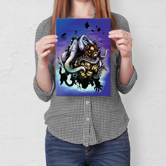 Plakat metalowy Morskie potwory