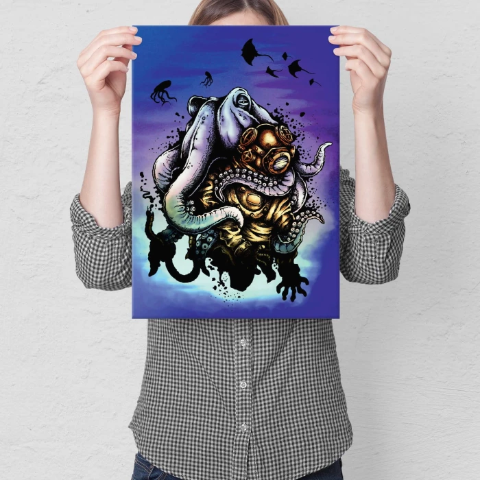 Plakat metalowy Morskie potwory