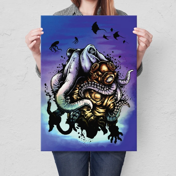 Plakat metalowy Morskie potwory