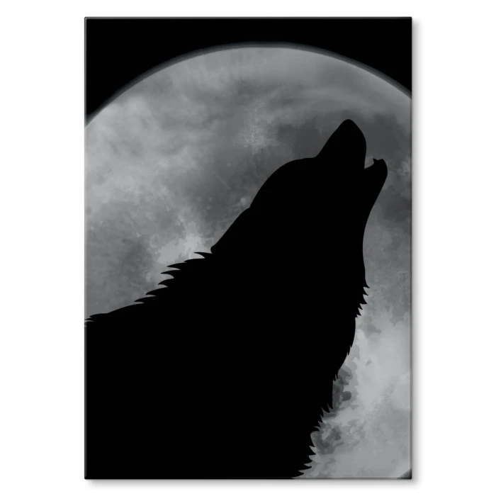 Plakat metalowy Wilk wyjący do księżyca