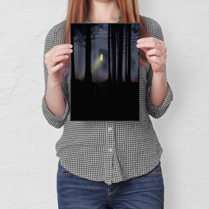 Plakat metalowy Tajemniczy dom w lesie