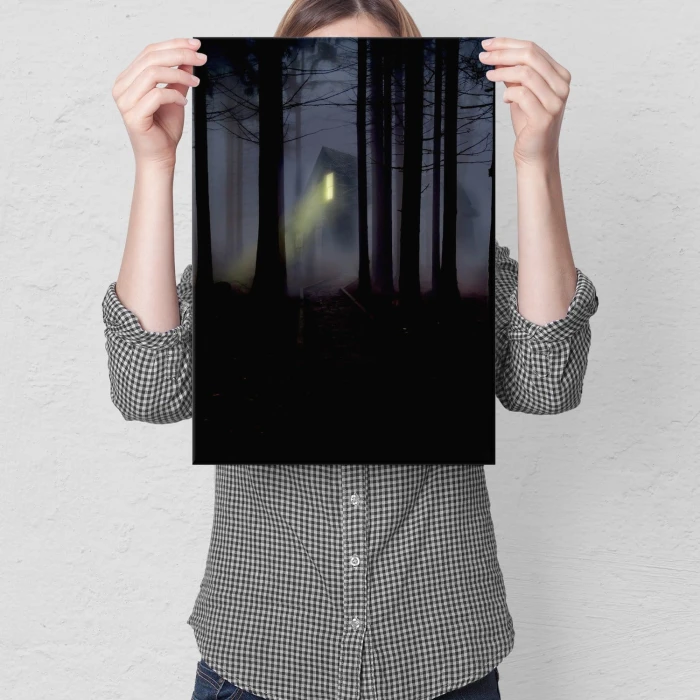 Plakat metalowy Tajemniczy dom w lesie