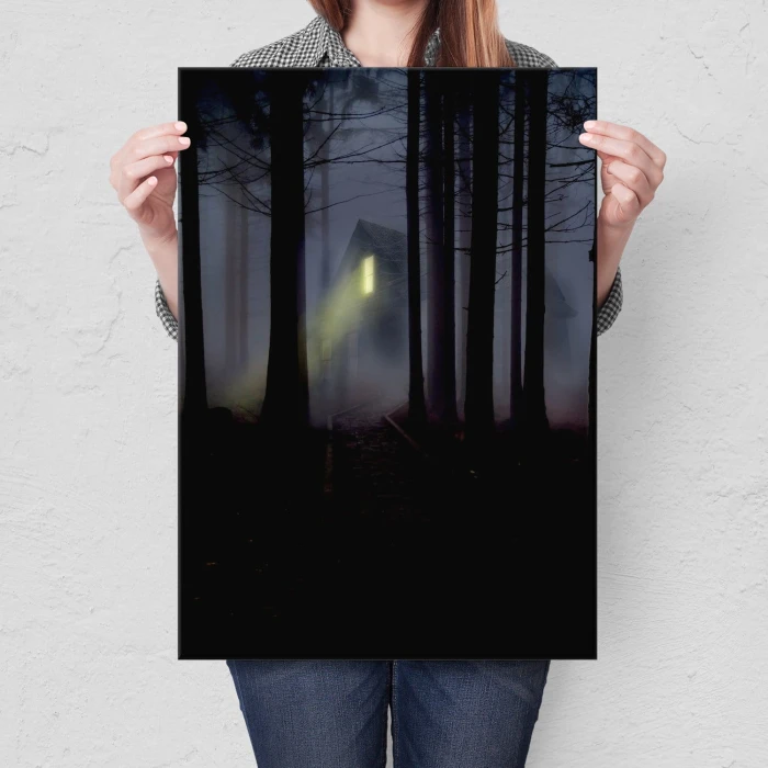 Plakat metalowy Tajemniczy dom w lesie