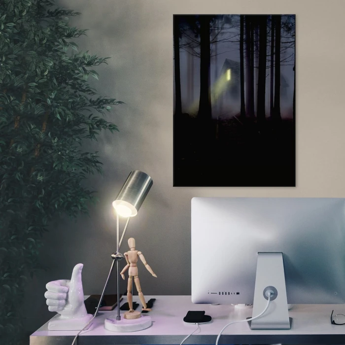 Plakat metalowy Tajemniczy dom w lesie