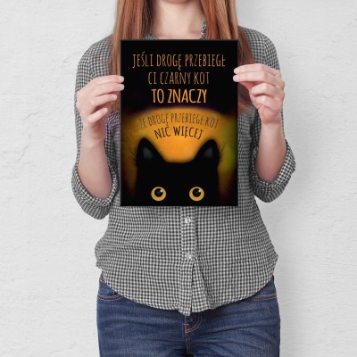 Plakat metalowy Czarny kot