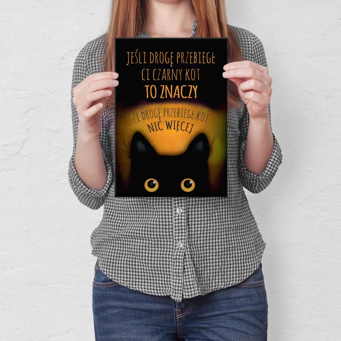Plakat metalowy Czarny kot