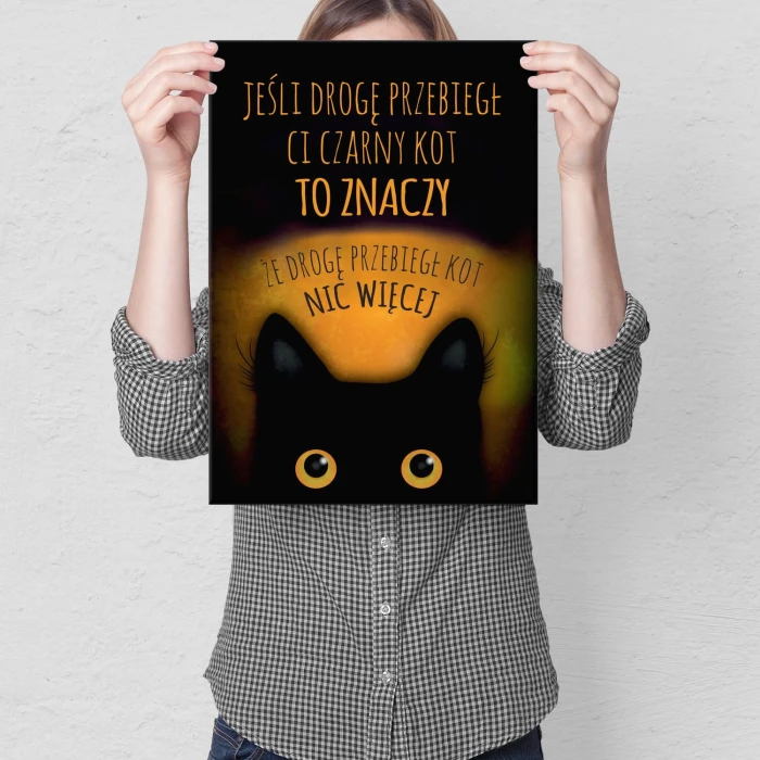 Plakat metalowy Czarny kot