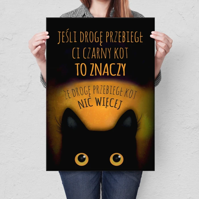 Plakat metalowy Czarny kot