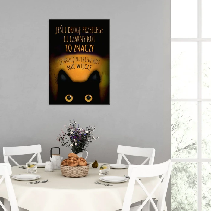 Plakat metalowy Czarny kot