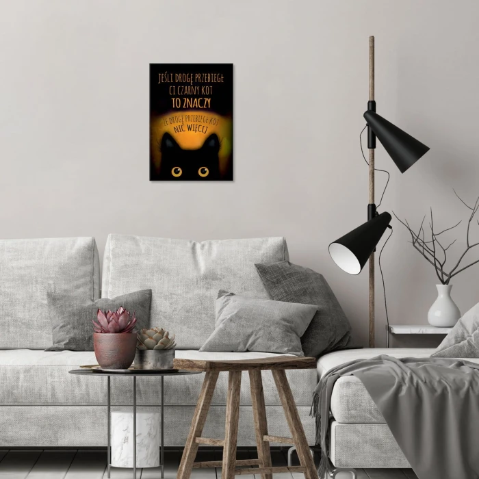 Plakat metalowy Czarny kot