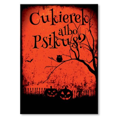 Plakat metalowy Cukierek albo psikus