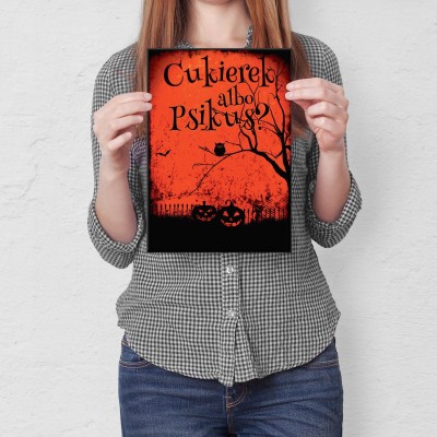 Plakat metalowy Cukierek albo psikus